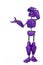 Funny purple robot cartoon is watching in a white background