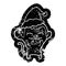 funny quirky cartoon distressed icon of a monkey wearing santa hat