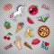 Funny quirky food stickers set