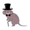Funny Quokka as Australian Animal Wearing Bow Tie with Cane Vector Illustration