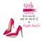 Funny Quotation on White background and stiletto shoes