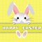 Funny rabbit, baner happy easterHappy Easter sign with bunny rabbit cartoon character