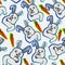 Funny rabbit cry expression, cute bunny with carrot , animal sad, fun, cartoon seamless pattern, can be used for t-shirt print,