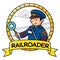 Funny railroader. Emblem. Profession ABC series