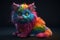 Funny rainbow fluffy Cat character illustration generative ai