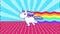 Funny rainbow unicorn running loop. Bright and colorful pony gallop. Pop-art colorful art.