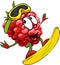 Funny raspberry surfing - vector