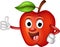 Funny red apple thumbs up