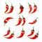 Funny red chili peppers - vector isolated cartoon emoticons
