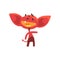 Funny red devil with little horns, big ears and tail with arrow tip end. Cartoon fictional character with joy face