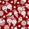 Funny red pattern with ice cream, crazy emoji love couple, sun icon, hearts