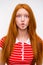 Funny redhead girl fooling aroung and making funny faces