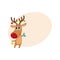 Funny reindeer holding balls for Christmas tree decoration