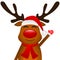 Funny reindeer in a scarf for christmas smiling on a white