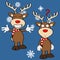 Funny reindeer xmas cartoon emotions set2