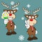 Funny reindeer xmas cartoon emotions set3