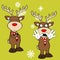 Funny reindeer xmas cartoon emotions set5