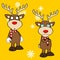 Funny reindeer xmas cartoon emotions set7