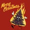 Funny retro cartoon illustration of a burning christmas tree