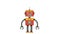 Funny retro robot jumps on the screen and waving his hand in welcome