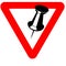 Funny road sign triangle push pin icon isolated