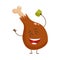 Funny roasted, fried, grilled chicken leg character