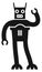 Funny robot black icon. Kid cyborg toy