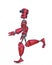 Funny robot cartoon jogging in front in a white background