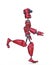 Funny robot cartoon jogging in a white background side view