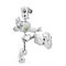 Funny robot cartoon kicking the air in a white background