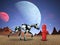 Funny Robot Dog, Fire Hydrant, Alien Planet