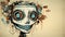 Funny Robot Face: Graffiti-inspired Illustration With Mechanical Realism