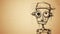 Funny Robot Face Sketch On Beige Background - Pencil Steampunk Concept Art