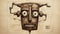 Funny Robot Face Sketch: A Playful Blend Of Rustic Realism And Post-cubist Pioneer