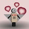 Funny robot. Lovesick character. Love and happiness. Heart iron machine. Vector.