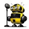 Funny robot singer with microphone