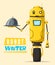 Funny robot waiter, cute character. Vector cartoon illustration