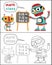 Funny robots cartoon studying mathematics