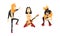 Funny Rock Musicians Characters Set, Heavy Metal Band Members Playing Guitar and Singing Cartoon Style Vector