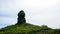 Funny rock sculpture at the top of the hill above the Tikhaya bay Yuzhno-Sakhalinsk, Sakhalin, Russia