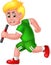 Funny Runner Boy In Green Shirt Cartoon