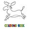 Funny running moose. Kids coloring book. Vector