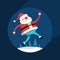 Funny running Santa Claus in flat style