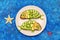 Funny salmon sandwiches with cucumber for kids