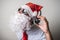 Funny santa claus babbo natale listening music