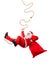 Funny Santa Claus cling on a broken rope