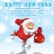 Funny Santa Claus with Gift Sack. Vector Image