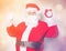 Funny Santa Claus have a fun wtih alarm clock