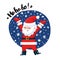 Funny Santa Claus with HoHoHo text. Cute cartoon Christmas card.