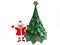 Funny Santa Claus near Decorated Christmas Tree